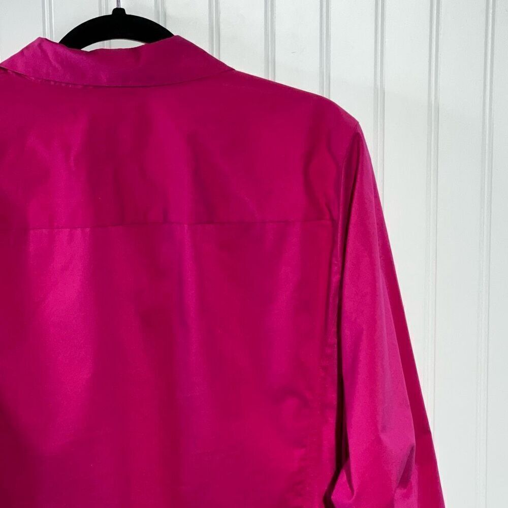 Zac & Rachel Pleated Button Down Top Women’s 3X-Large Pink Long Sleeve V-Neck - Picture 10 of 11